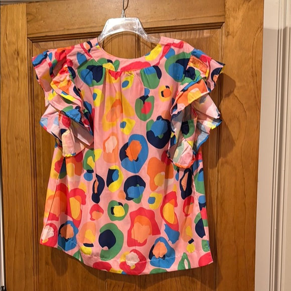 Colorful Kids Ruffle Sleeve Top - Picture 4 of 4